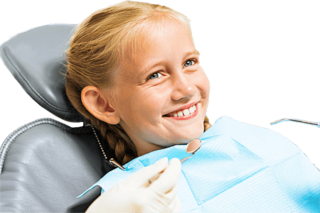 happy girl in dentist's chair